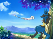 Mew and Lucario in Unbeatable, the opening song of Pokémon Advanced Battle