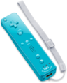 A blue Wii Motion Plus remote.