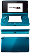 Nintendo 3DS color azul de frente y espaldas