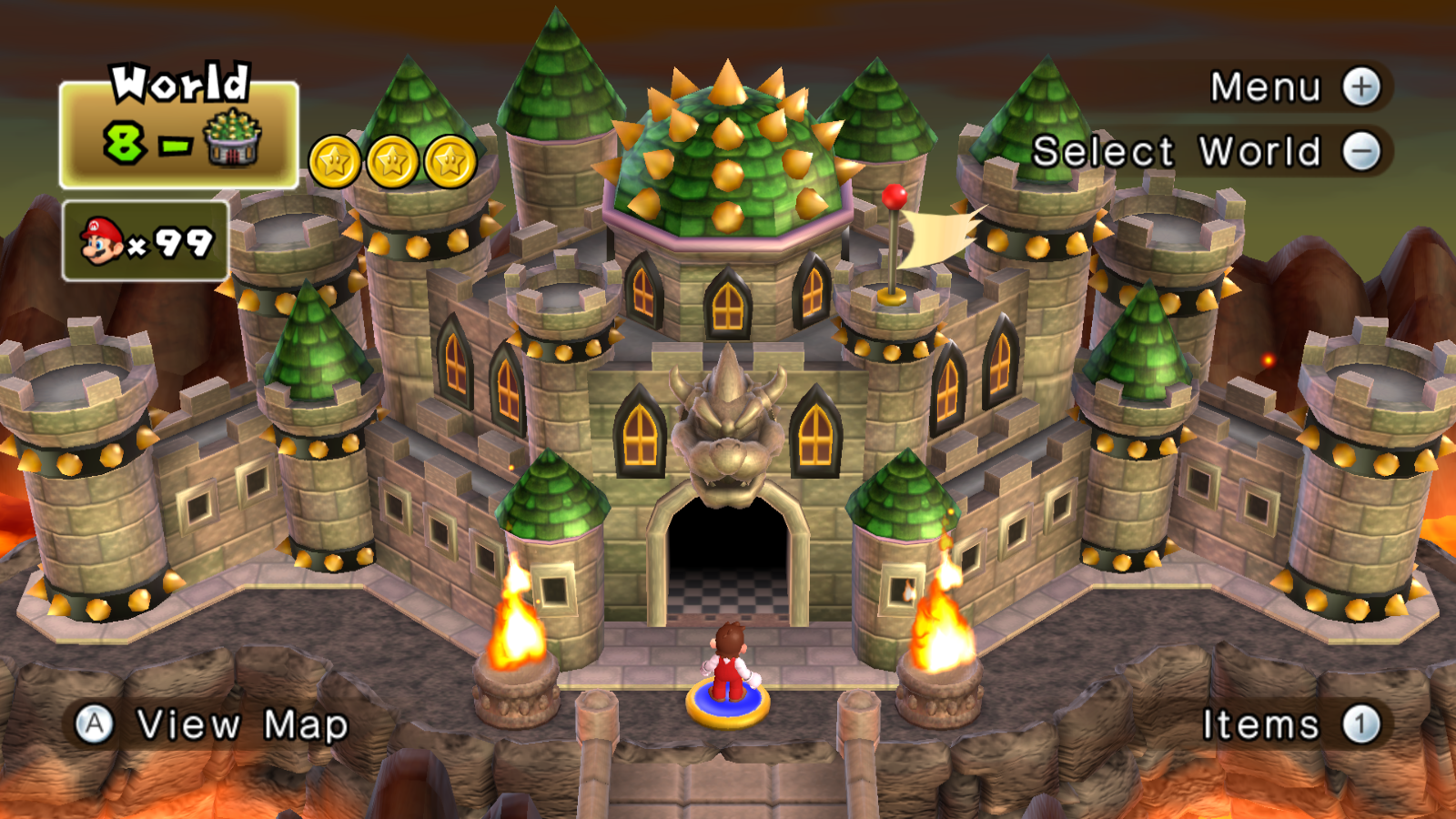 Включи world 3. Марио замок Боузера. New super Mario Bros Wii World 8. Замок Боузера из супер Марио.