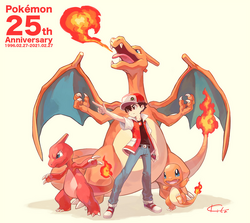 pikachu, red, and charizard (pokemon and 1 more) drawn by  tkc_(user_snjd8547)