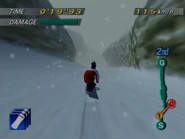 Kensuke competing in a snowboarding race in 1080° Snowboarding
