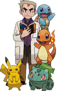 Professor Oak and the First Pokémon Generation First partner Pokémon minus Eevee