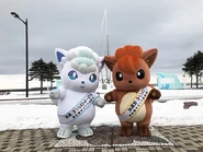 Vulpix and Alolan Vulpix as mascots of Hokkaido