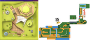 Comparing the first level of 3D Land to Bob-omb Battlefield from Super Mario 64 and Super Mario 64 DS.