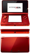 Nintendo 3DS color rojo de frente y espaldas