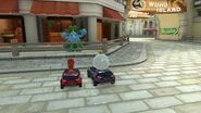 Red Yoshi, King Boo, and Blue Male Pianta in Wuhu Island in Mario Kart 8 Palatial