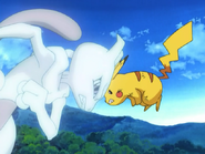 Mirage Mewtwo fighting Pikachu.