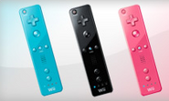 3 different colored Wii Remotes (Sky Blue, Black, (Bundled with Black system) and pink).