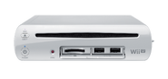 Front of white console, opened up to show the SD Card slot and 2 USB Ports