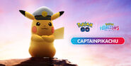 Captain Pikachu in Pokémon GO to promote Pokémon Horizons: The Series's release in the United States