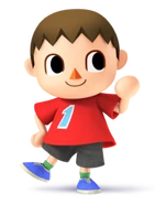 El Aldeano en Super Smash Bros. para Wii U y Super Smash Bros. para Nintendo 3DS, usando su diseño de Animal Crossing: Let's Go to the City en lugar de Animal Crossing: New Leaf