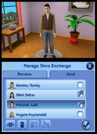 The sim exchange in the Sims 3 for the 3DS.