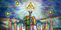 Link and Triforce (The Legend of Zelda A Link Between Worlds)