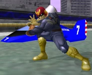 BlueFalconMelee.jpg (29 KB) The Blue Falcon in the SSBM Mute City stage.