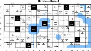 The Legend of Zelda overworld grid map.