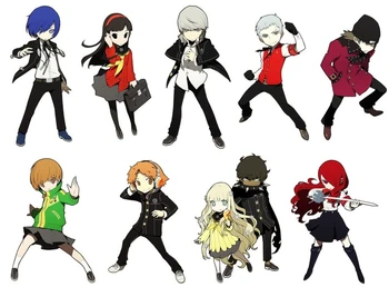 Some of the main characters of Persona 3 & 4 
Makoto Yuki, Yukiko Amagi, Yu Narukami, Akihiko Sanada, Shinjiro Aragaki, Chie Satonaka, Yosuke Hanamura, Zen & Rei, & Mitsuru Kirijo.
