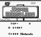 The title screen for Super Mario Land.