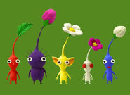 Artwork of the original 5 Pikmin.