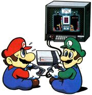 Mario and Luigi playing Dr. Mario