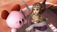 Zelda and Kirby in Super Smash Bros. Brawl