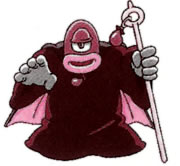 The Eggplant Wizard as he appears in the manual for Kid Icarus: Of Myths and Monsters