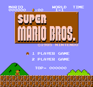 The title screen for Super Mario Bros.