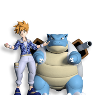 Blue and Blastoise in Pokémon Masters EX