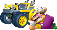 Wario in and his Bolt Buggy kart.