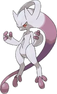 Mega Mewtwo, the mega evolved form of Mewtwo.