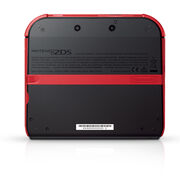 The red version of the 2DS, as seen from the back.