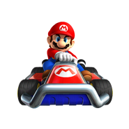 Mario in his standard kart.