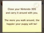 What the 3DS screen shows after the Pedometer feature is done loading.