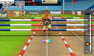 (3DS) A Sheltie training with a Rainbow Lure at the Gym.