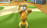 Gold RoboPup with glasses.