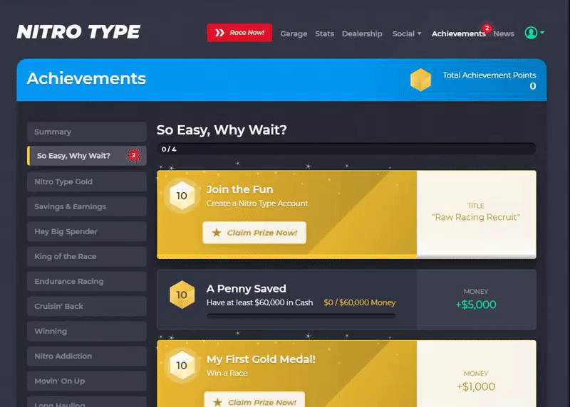 Nitro Type Race Game - TypingTyping