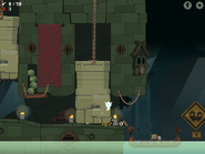 Second version of fist level. Notice the change in the rock, how it has been changed from a cave-like rock to an underground castle-like rock