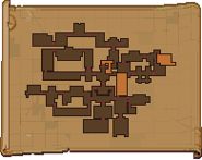The complete map below, with the secret areas shown. The secret areas appear an orange colour, and cut into the space of other rooms.
