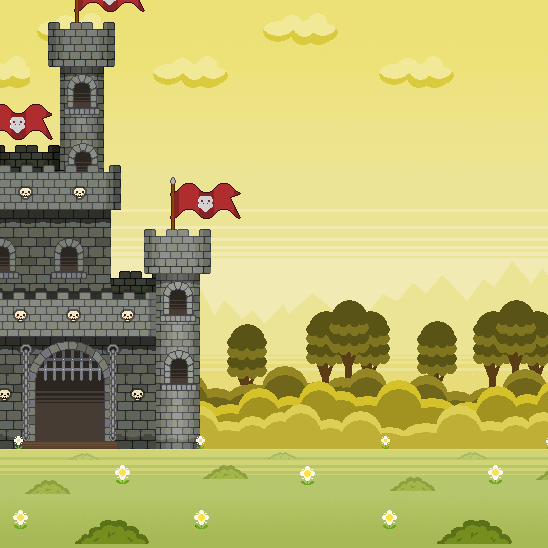 animated castle with knight