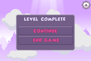 The level complete screen