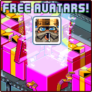 Free avatars advertisement in the game.