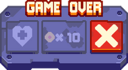 The Game Over screen on browser if the player does not have enough coins