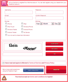 Registration page