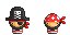 The red pirate captain next to a red pirate