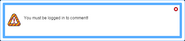 The notice when trying to post a comment while not logged in