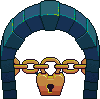 One of the three colours of gate that that can be unlocked by a key, this gate unlocked by a gold key