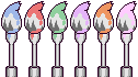 All six paintbrush colours