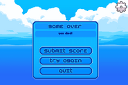 The game over screen