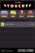 The "heart" and "share" buttons, unseen in the final version of Nitrome Touchy