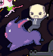 An employee riding a pig in the 100th Game skin